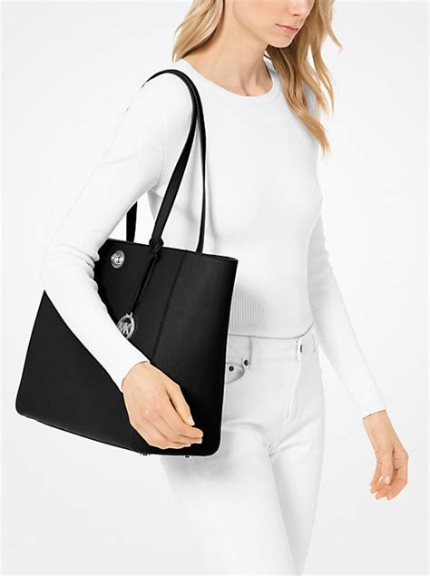 michael kors black rivington|Rivington Large Saffiano Leather Tote Bag .